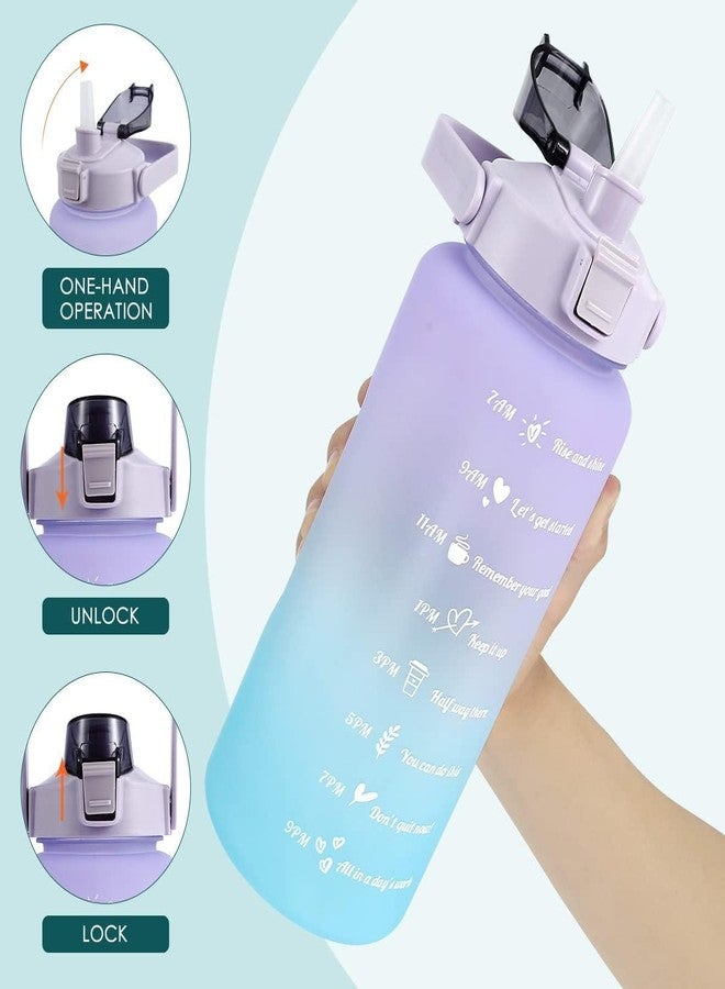 JUGTE Plastic Motivational Water Bottle With Time & Capacity Marker Leakproof Unbreakable Water Bottle For Gym Office Set Of 3 Daily Tracking Time Marks (Purple), 2 Liters - Image 3